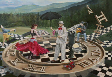 Malerei mit dem Titel "Dance in the center…" von Renata Drygas, Original-Kunstwerk, Öl