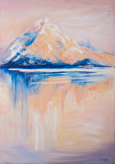 Painting titled "Mountain Shadow" by Renata Dyk, Original Artwork, Acrylic Mounted on Wood Stretcher frame