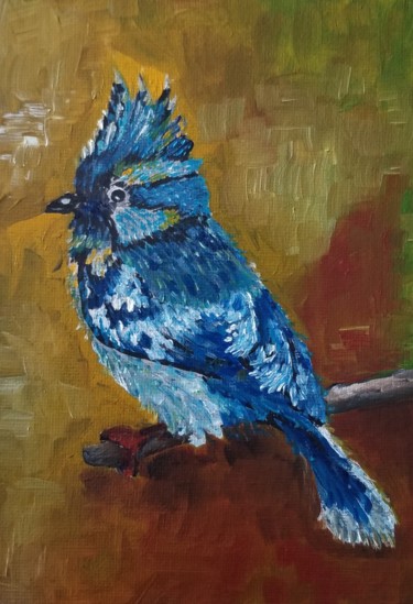 Pittura intitolato "Blue bird" da Renata Minko, Opera d'arte originale, Olio