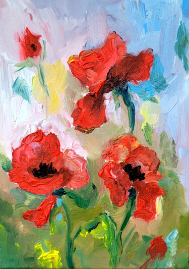 Malerei mit dem Titel "Flowers Art, Floral…" von Renata Minko, Original-Kunstwerk, Öl