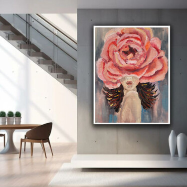 Painting titled "Flower Girl Contemp…" by Renata Minko, Original Artwork, Oil