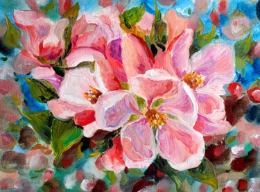 Schilderij getiteld "Spring Apple bloom" door Renata Minko, Origineel Kunstwerk, Olie