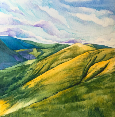 Pintura intitulada "Svydovets mountain" por Renata Mushat, Obras de arte originais, Aquarela