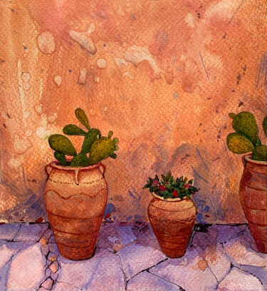 Peinture intitulée "Cacti" par Renata Mushat, Œuvre d'art originale, Aquarelle