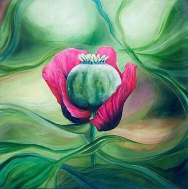 Картина под названием "Poppy" - Renata Romanowska, Подлинное произведение искусства, Акрил Установлен на Деревянная рама для…