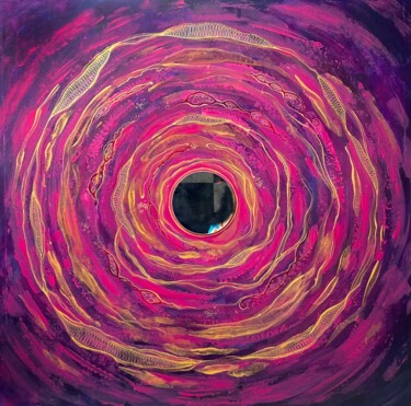 Картина под названием "Mandala circle" - Renata Romanowska, Подлинное произведение искусства, Акрил Установлен на Деревянная…