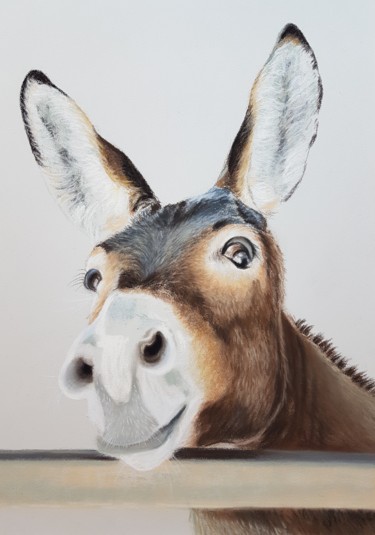 Dibujo titulada "Frecher Esel" por Renate Dohr, Obra de arte original, Pastel