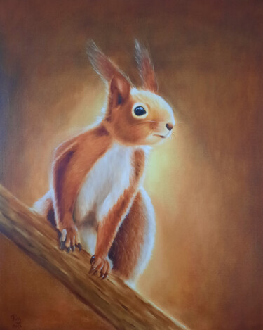Malerei mit dem Titel "Eichhörnchen II" von Renate Dohr, Original-Kunstwerk, Öl