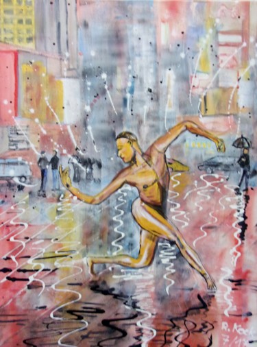 Malarstwo zatytułowany „Dancing in the rain” autorstwa Renate Kock, Oryginalna praca, Akryl