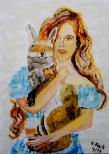 Painting titled "Fabulous Fox" by Renate Kock, Original Artwork, Acrylic
