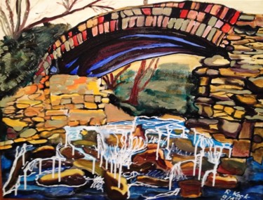 Malerei mit dem Titel "Under the bridge" von Renate Kock, Original-Kunstwerk, Acryl