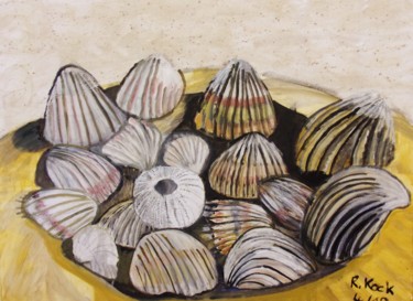 Malerei mit dem Titel "Muscheln mit Seeige…" von Renate Kock, Original-Kunstwerk, Öl