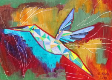 Malerei mit dem Titel "Exotic Bird in Para…" von Renate Kock, Original-Kunstwerk, Acryl