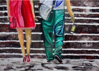 Painting titled "Step by step" by Renate Kock, Original Artwork, Acrylic