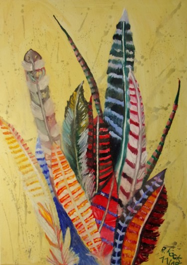 Painting titled "A Bunch of Feathers" by Renate Kock, Original Artwork, Acrylic