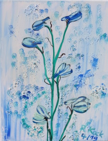 Malerei mit dem Titel "Blüten des Rittersp…" von Renate Kock, Original-Kunstwerk, Öl