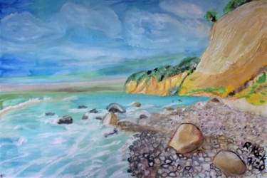 Malerei mit dem Titel "Insel Rügen: Kreide…" von Renate Kock, Original-Kunstwerk, Acryl