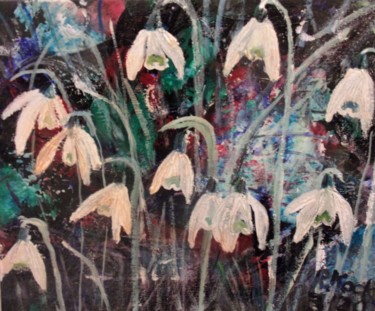 Painting titled "Snowdrops" by Renate Kock, Original Artwork, Acrylic
