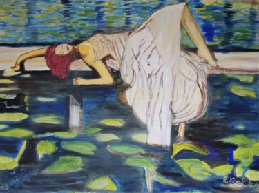 Painting titled "Wasserspiele" by Renate Kock, Original Artwork, Oil