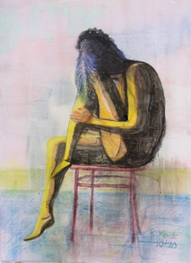 Malerei mit dem Titel "Attitude dans le te…" von Renate Kock, Original-Kunstwerk, Acryl