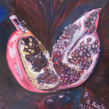 Malerei mit dem Titel "Granatapfelkerne" von Renate Kock, Original-Kunstwerk, Öl