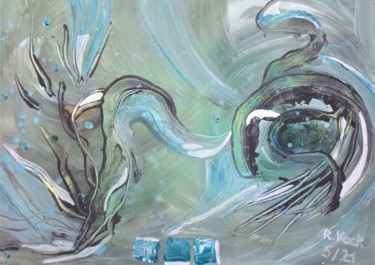Malerei mit dem Titel "Geflüster" von Renate Kock, Original-Kunstwerk, Acryl