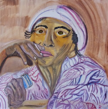 Malerei mit dem Titel "Die Spielerin" von Renate Kock, Original-Kunstwerk, Öl
