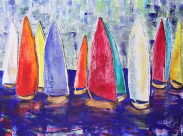 Malerei mit dem Titel "Segelregatta" von Renate Kock, Original-Kunstwerk, Acryl