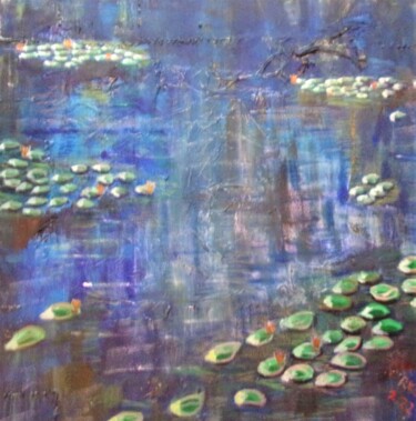 Malerei mit dem Titel "Seerosen á la Monet" von Renate Kock, Original-Kunstwerk, Acryl