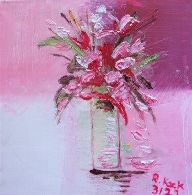 Malerei mit dem Titel "Salutation de fleur" von Renate Kock, Original-Kunstwerk, Öl
