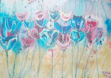 Painting titled "Wenn die blauen und…" by Renate Kock, Original Artwork, Acrylic