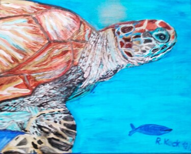 Malerei mit dem Titel "Wasserschildkröte" von Renate Kock, Original-Kunstwerk, Acryl