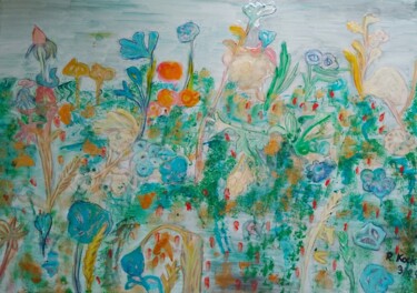 Painting titled "Summer Meadow" by Renate Kock, Original Artwork, Acrylic