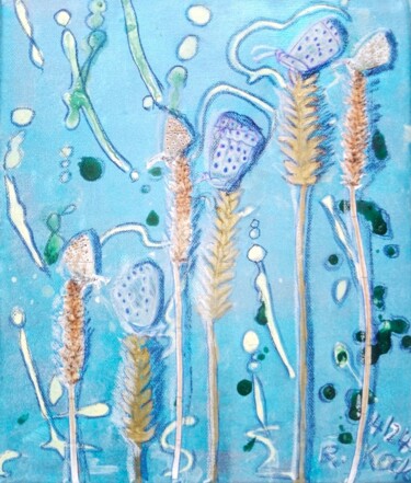 Malerei mit dem Titel "Blue Butterflies" von Renate Kock, Original-Kunstwerk, Pastell