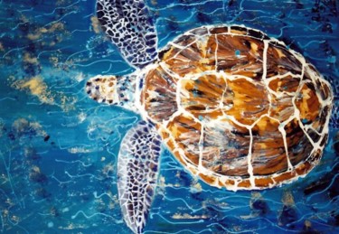 Malerei mit dem Titel "Seeschildkröte" von Renate Kock, Original-Kunstwerk, Acryl