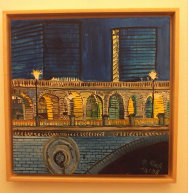 Painting titled "Bei Nacht (Paris)" by Renate Kock, Original Artwork, Oil