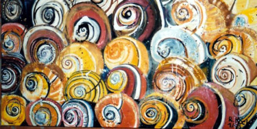 Malerei mit dem Titel "Zirkelschnecken" von Renate Kock, Original-Kunstwerk, Acryl