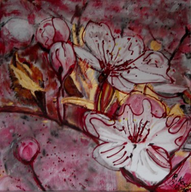 Malerei mit dem Titel "Kirschblüten" von Renate Kock, Original-Kunstwerk, Acryl
