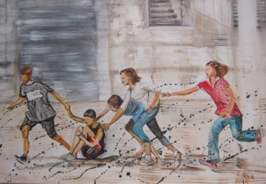 Malerei mit dem Titel "In Bewegung" von Renate Kock, Original-Kunstwerk, Acryl