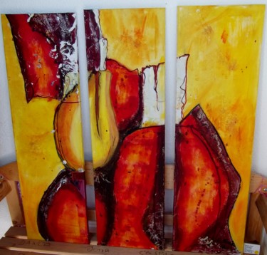 Painting titled "Triptychon: Red Mag…" by Renate Kock, Original Artwork, Acrylic