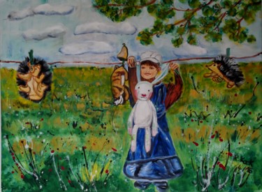 Painting titled "Märchenwäsche in Bu…" by Renate Kock, Original Artwork, Acrylic