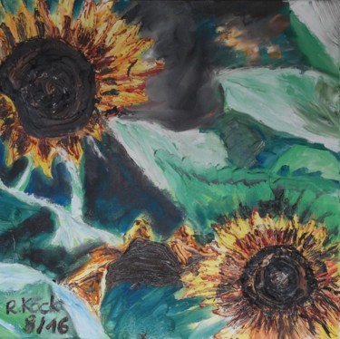 Pittura intitolato "Sonnenblumen" da Renate Kock, Opera d'arte originale, Olio