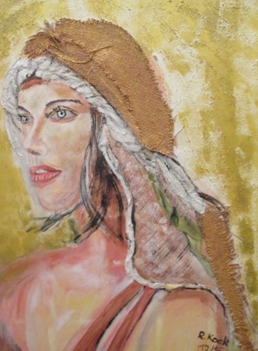 Malerei mit dem Titel "Headdress" von Renate Kock, Original-Kunstwerk, Acryl