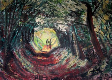 Malerei mit dem Titel "Der Weg ins Glück" von Renate Kock, Original-Kunstwerk, Acryl