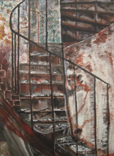 Картина под названием "The Rotten Stairway…" - Renate Kock, Подлинное произведение искусства, Акрил