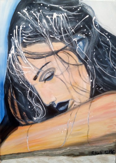 Pittura intitolato "Wet Hair" da Renate Kock, Opera d'arte originale, Acrilico