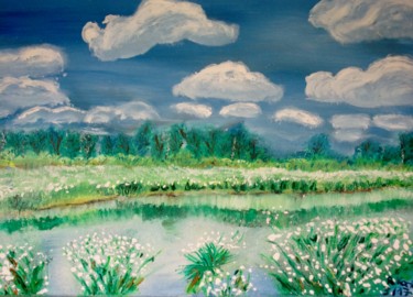 Malerei mit dem Titel "Wolken, Wind und wo…" von Renate Kock, Original-Kunstwerk, Acryl