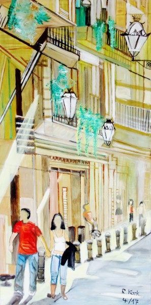 Painting titled "Hola, Barcelona!" by Renate Kock, Original Artwork, Oil