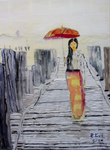 Painting titled "Umbrella" by Renate Kock, Original Artwork, Acrylic