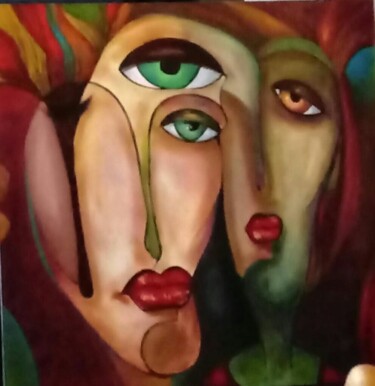 Peinture intitulée "Ojos" par Renato De  La Jara Kamiche, Œuvre d'art originale, Huile